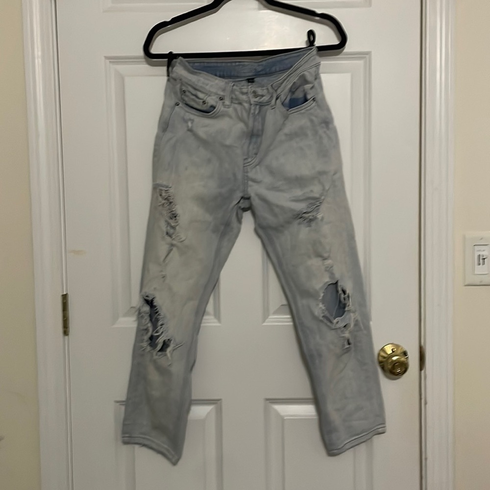 Really warn baggy jeans high rise cute